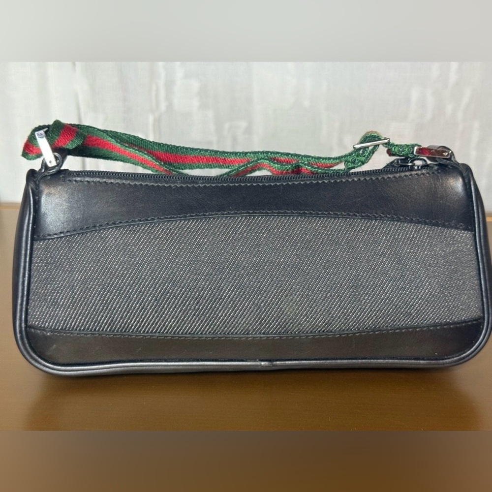 Gucci Black Canvas & Leather Mini Bag Cherry Lime Strap Authenticated GUC - Picture 2 of 6